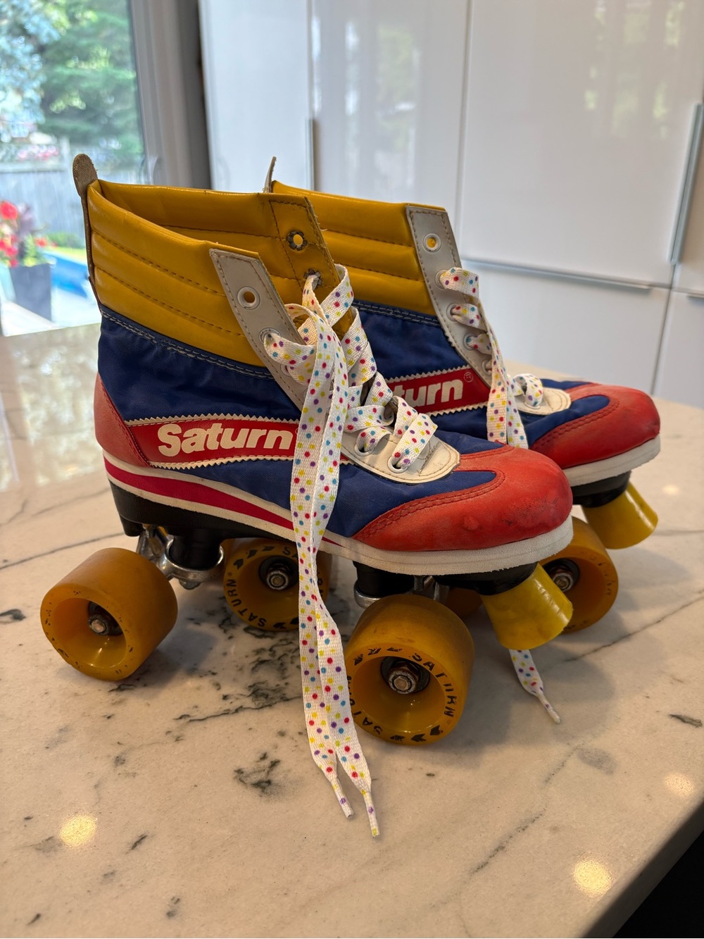 Retro to the max!  Multicolor Women’s Roller Skates - Blue/Red/Yellow